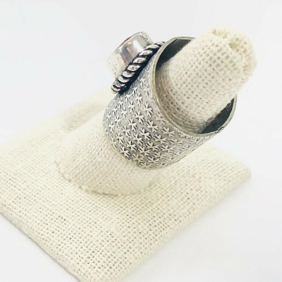 New Tourmaline Alpaca Silver Cigar Band Boho Ring - Picture 4 of 6